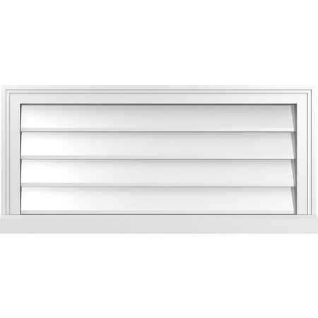 Ekena Millwork Vertical Surface Mount PVC Gable Vent w/ 2"W x 2"H , Brickmould Sill Frame, 34"W x 16"H GVPVE34X1603SN